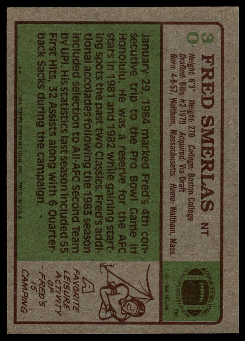 1984 Topps #30 Fred Smerlas