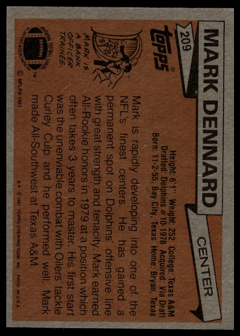 1981 Topps #209 Mark Dennard