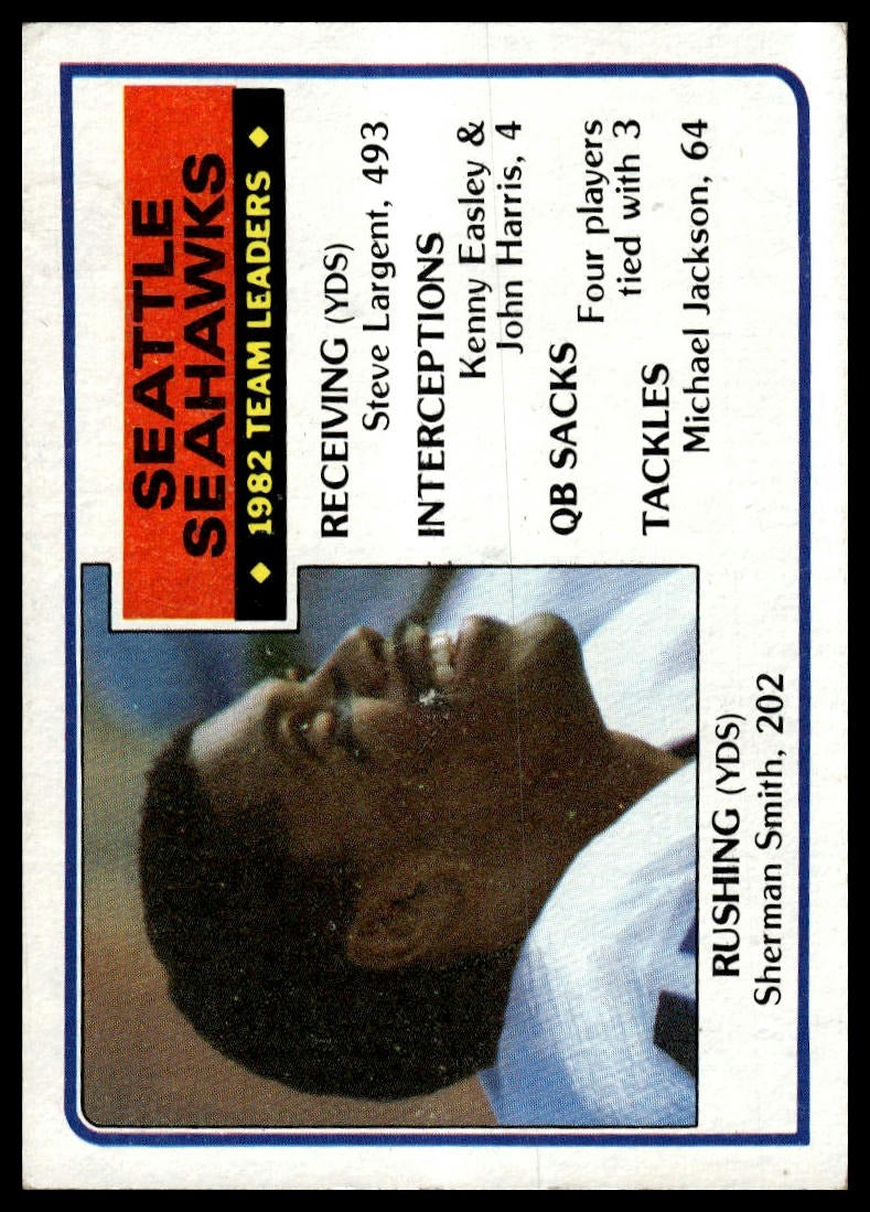 1983 Topps #391 Seahawks Team Leaders Sherman Smith Largent