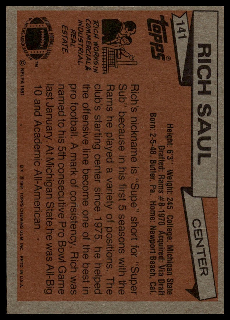 1981 Topps #141 Rich Saul
