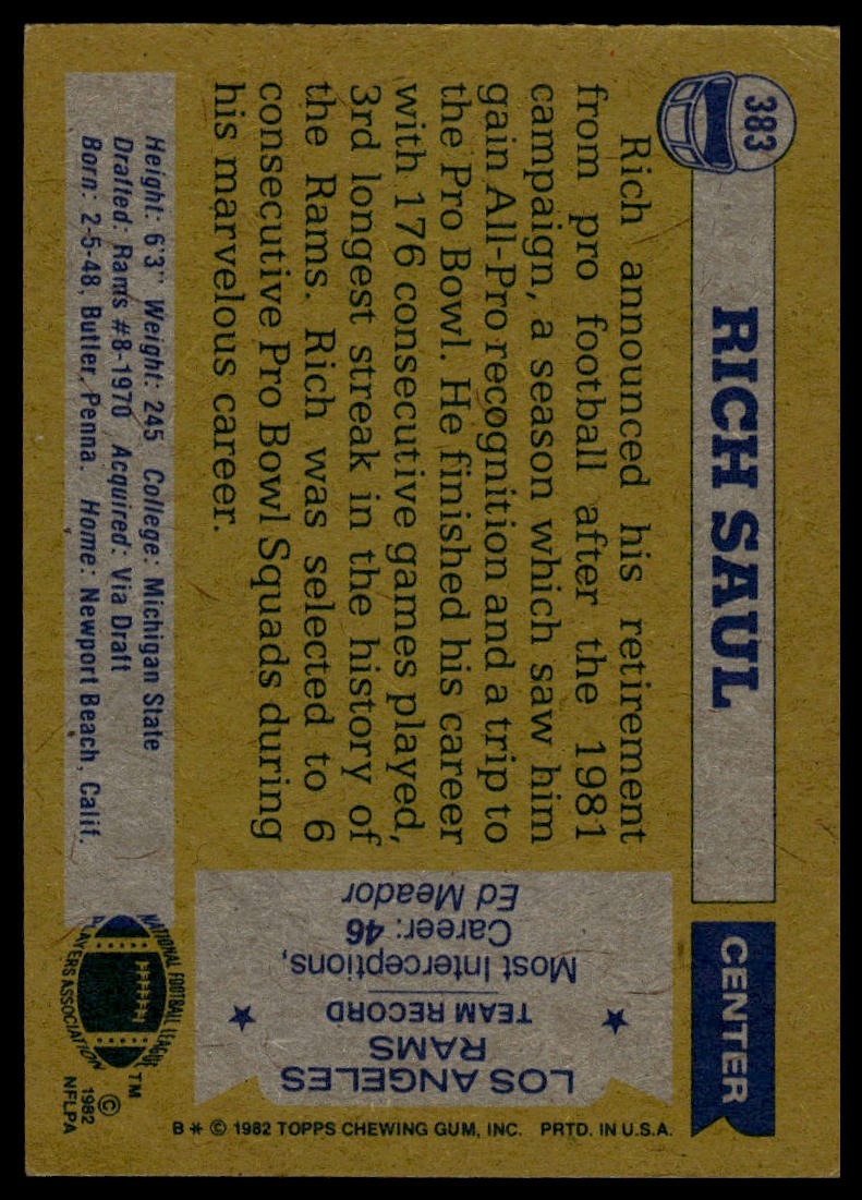 1982 Topps #383 Rich Saul