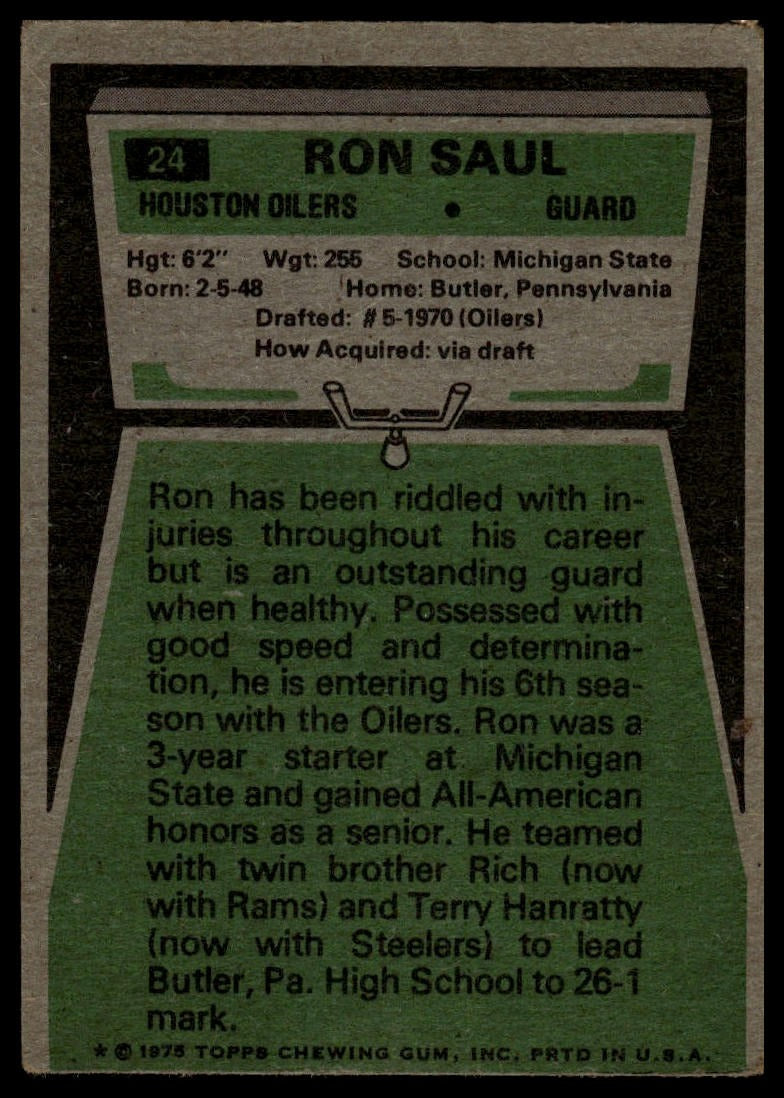 1975 Topps #24 Ron Saul