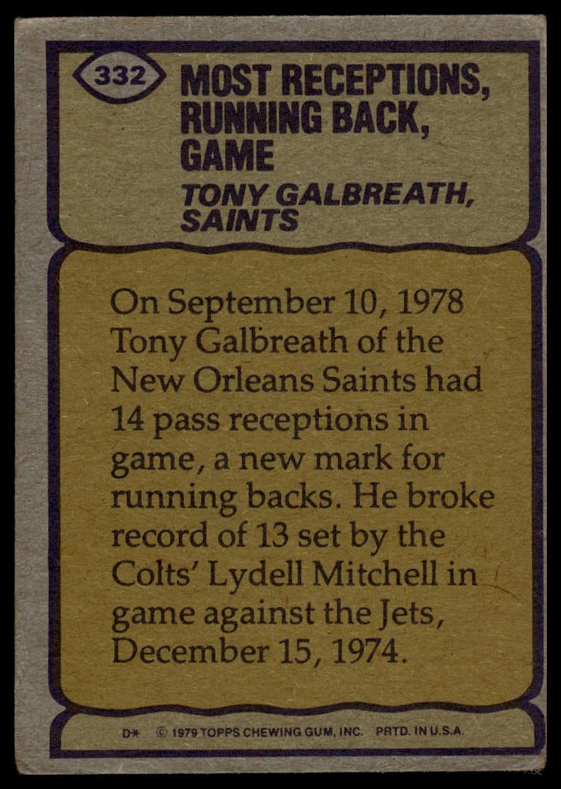 1979 Topps #332 Tony Galbreath Record Breaker Saints