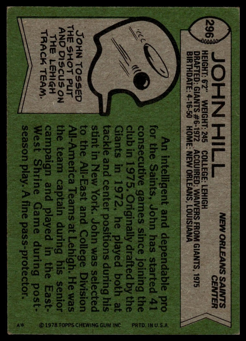 1978 Topps #296 John Hill