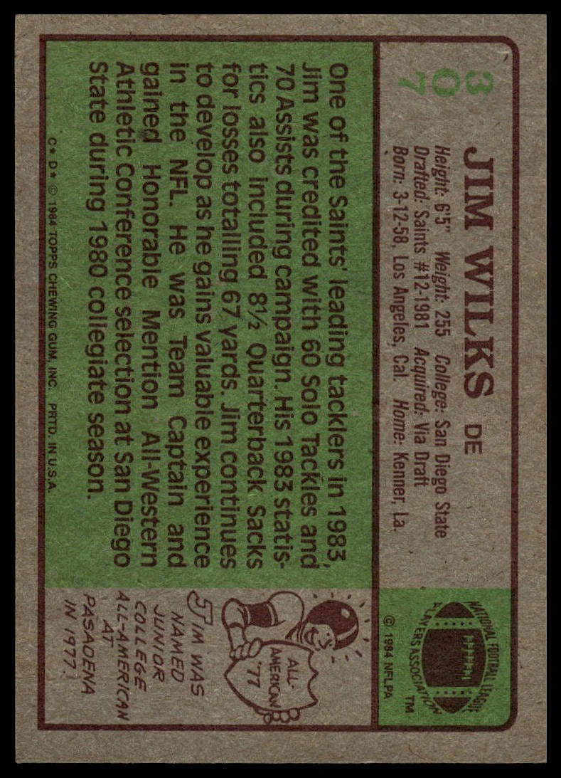 1984 Topps #307b Jim Wilks