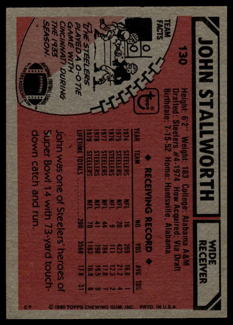 1980 Topps #130 John Stallworth