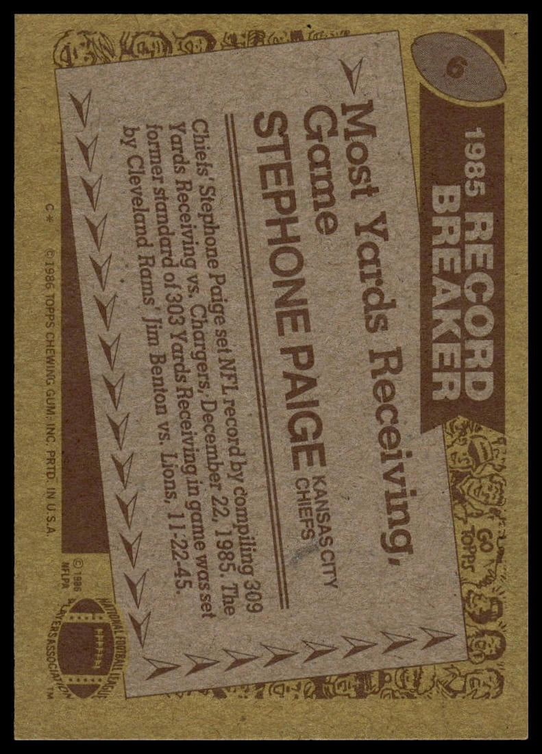1986 Topps #6b Stephone Paige