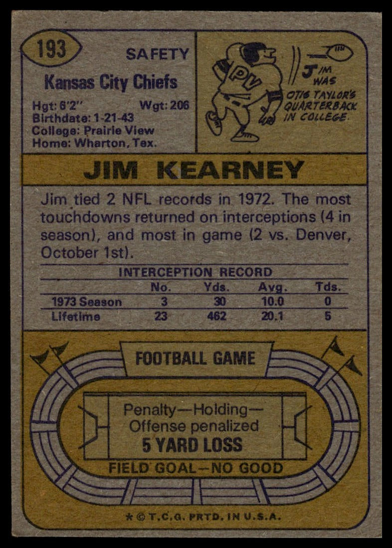 1974 Topps #193 Jim Kearney