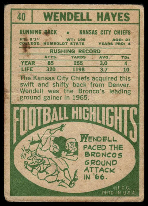 1968 Topps #40 Wendell Hayes