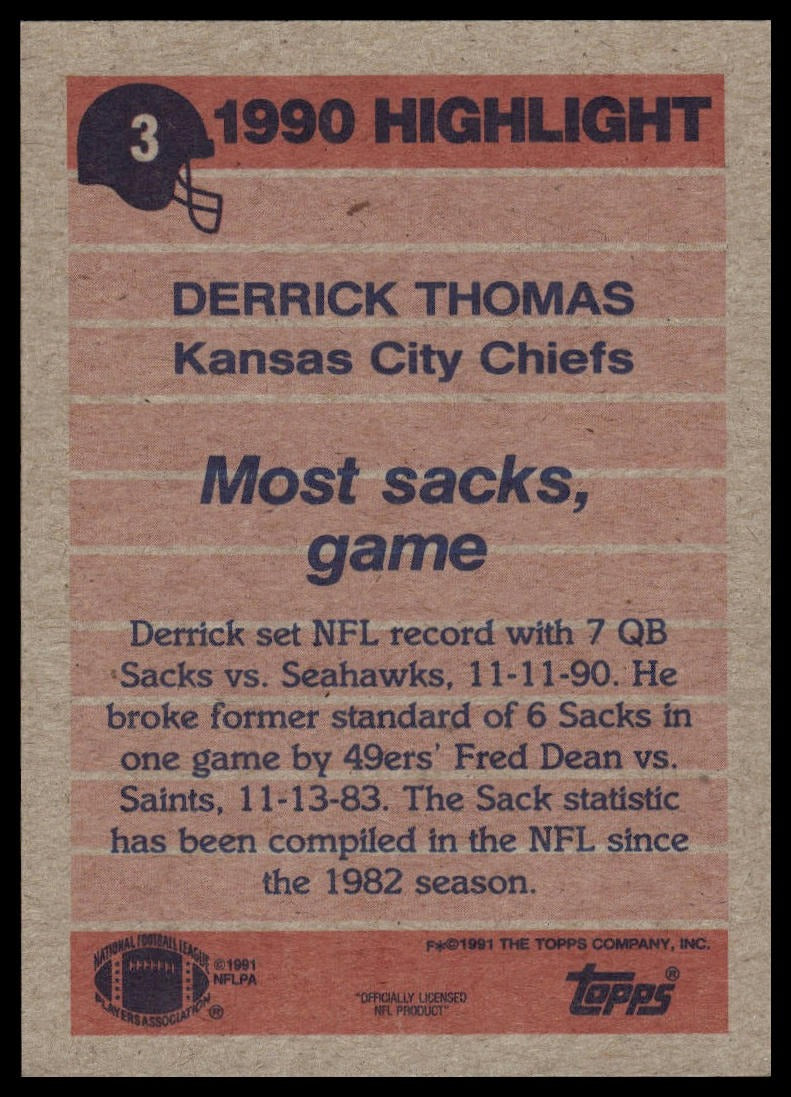 1991 Topps #3 Derrick Thomas