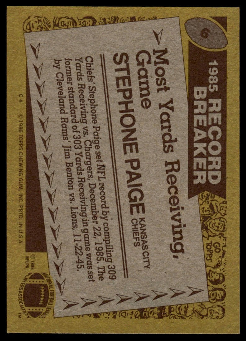 1986 Topps #6b Stephone Paige
