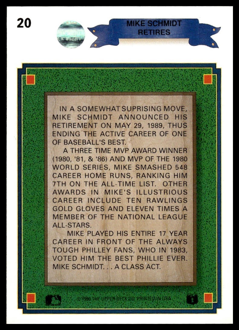 1990 Upper Deck #20 Mike Schmidt