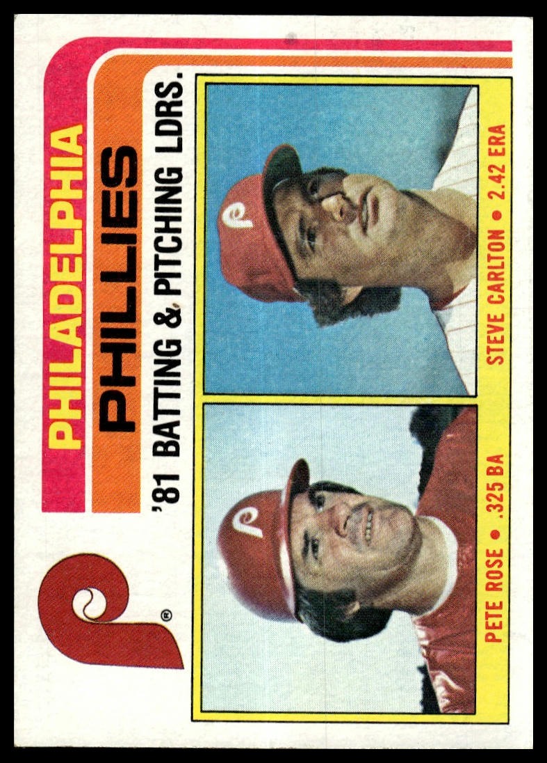 1982 Topps #636 Phillies Leaders / Checklist (Pete Rose / Steve Carlton)
