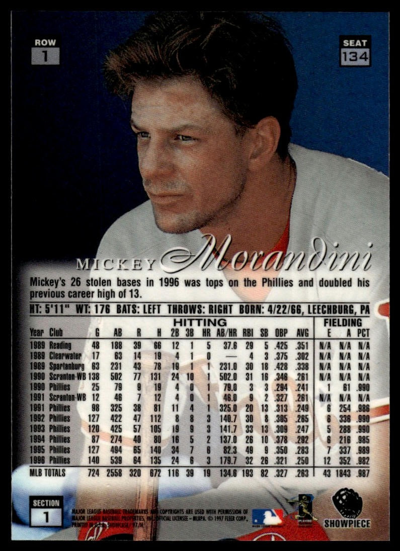 1997 Flair Showcase #134 Mickey Morandini Flair Showcase Row 1 (Grace)