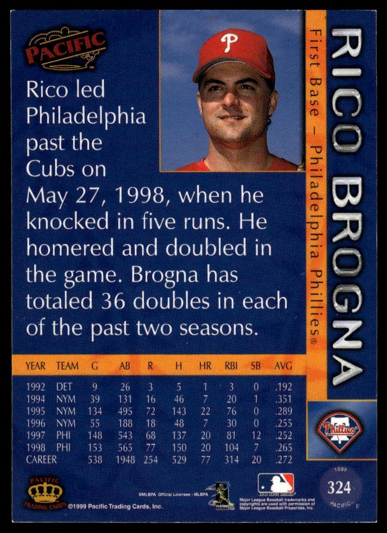 1999 Pacific #324 Rico Brogna