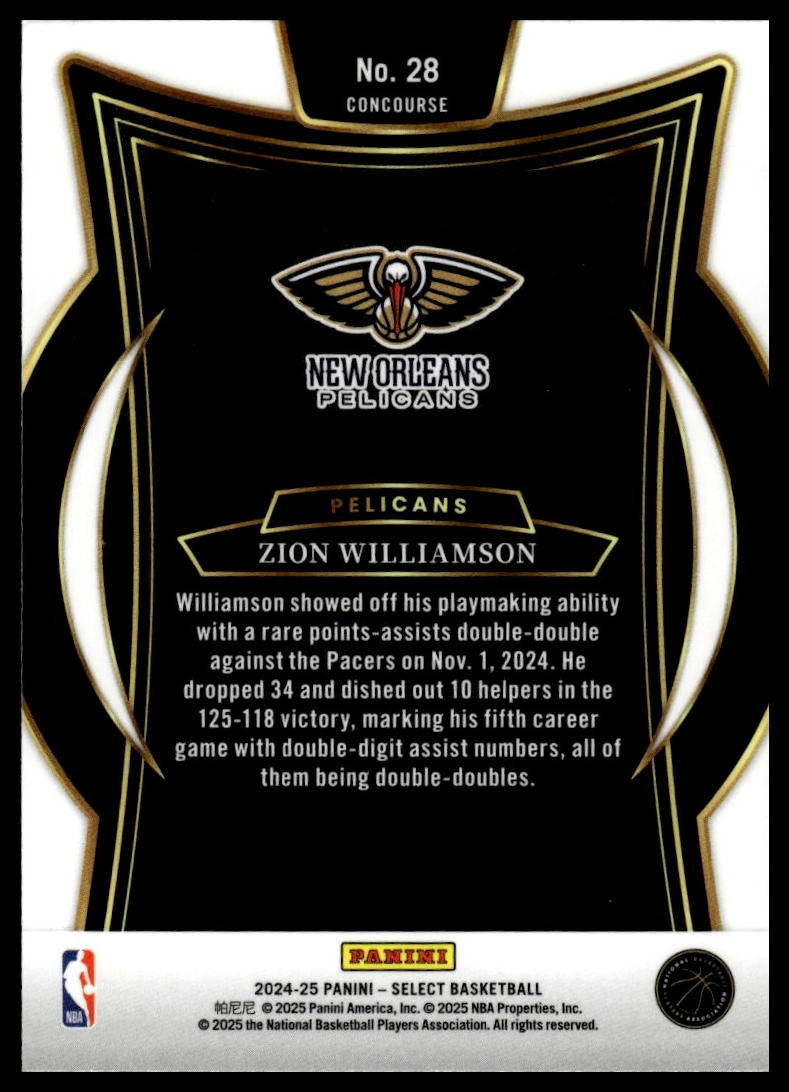 2024-25 Panini Select #28 Zion Williamson Blue (Retail)