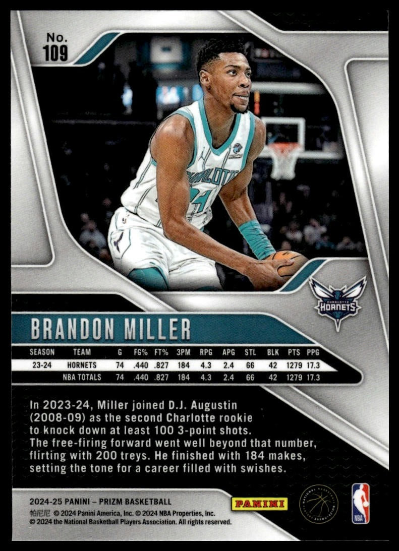 2024-25 Panini Prizm #109 Brandon Miller