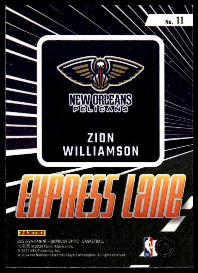 2023-24 Donruss Optic #11 Zion Williamson Express Lane