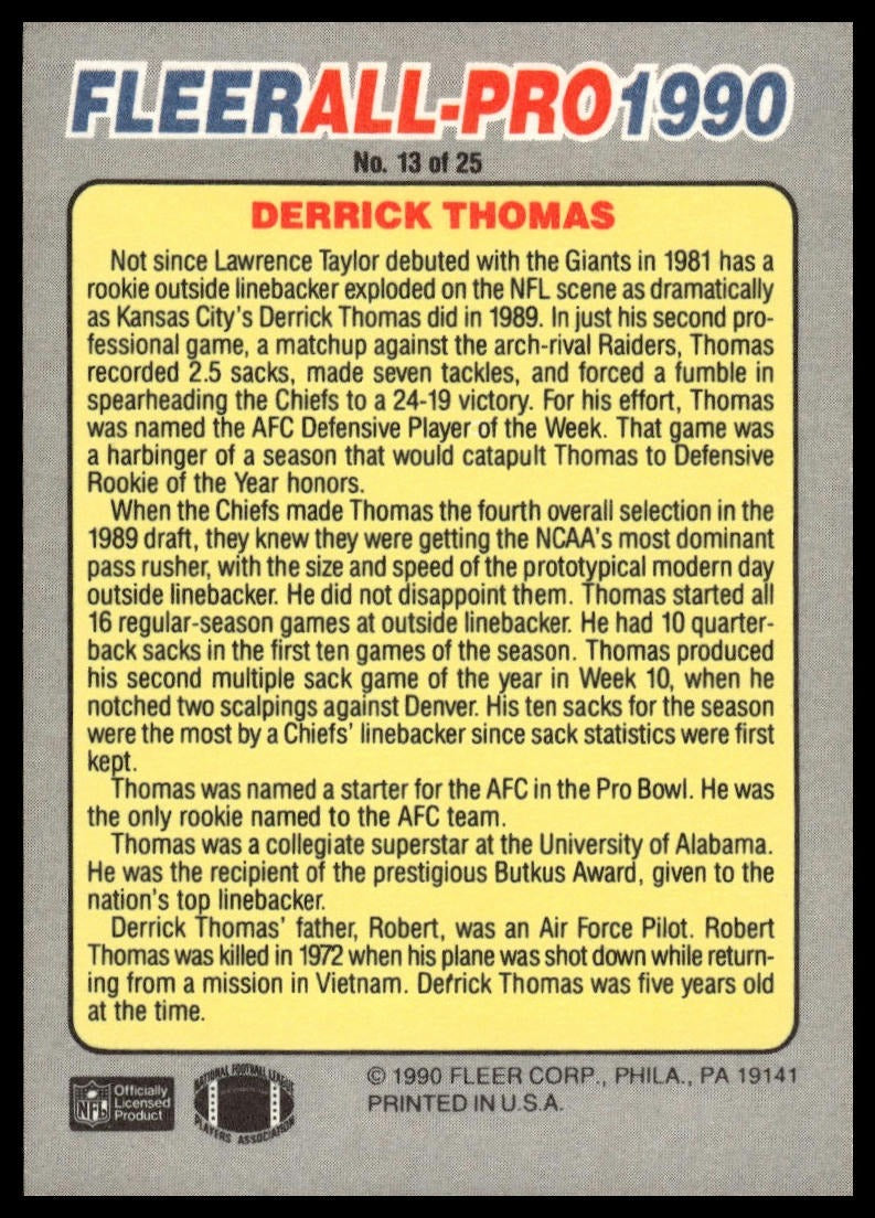 1990 Fleer #13 Derrick Thomas All-Pro