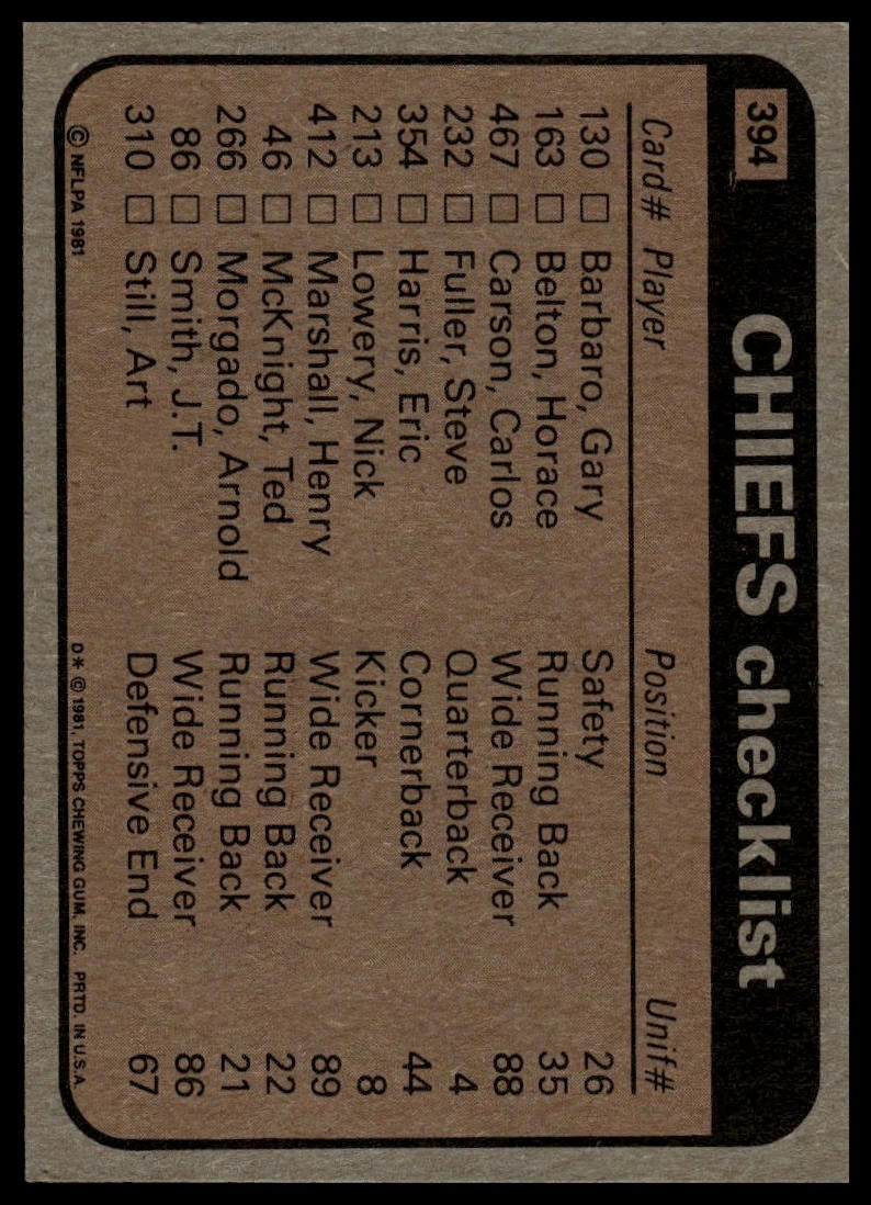 1981 Topps #394 Ted McKnight / Henry Marshall / Gary Barbaro / Art Still