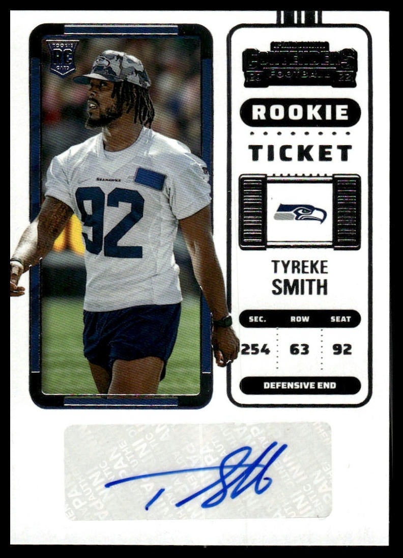 2022 Panini Contenders #226 Tyreke Smith Rookie Ticket Auto RC Seahawks