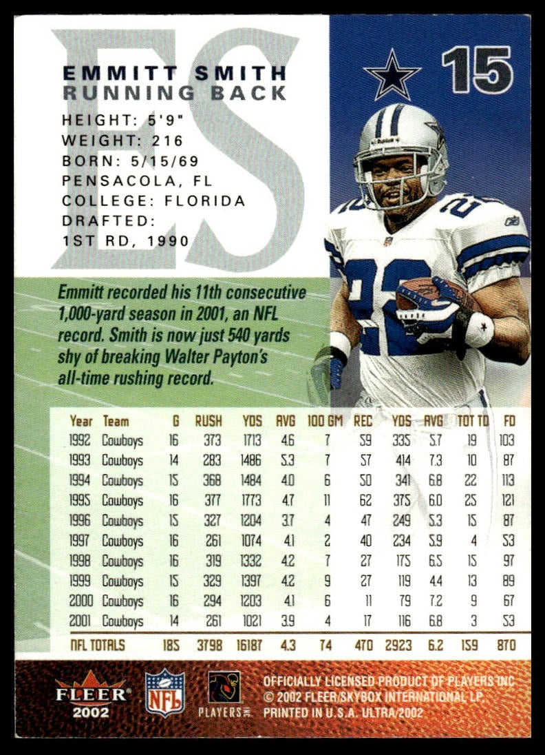 2002 Ultra #15 Emmitt Smith