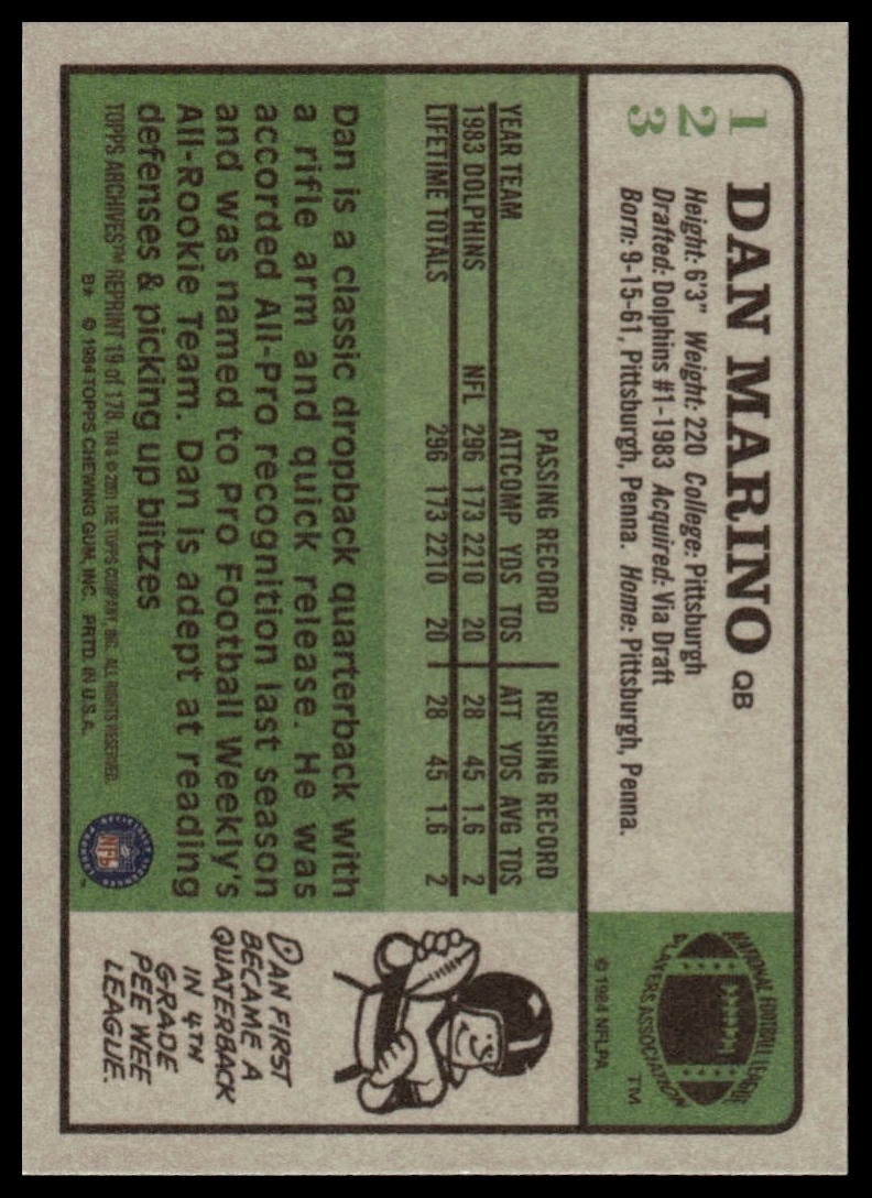 2001 Topps Archives #19 Dan Marino