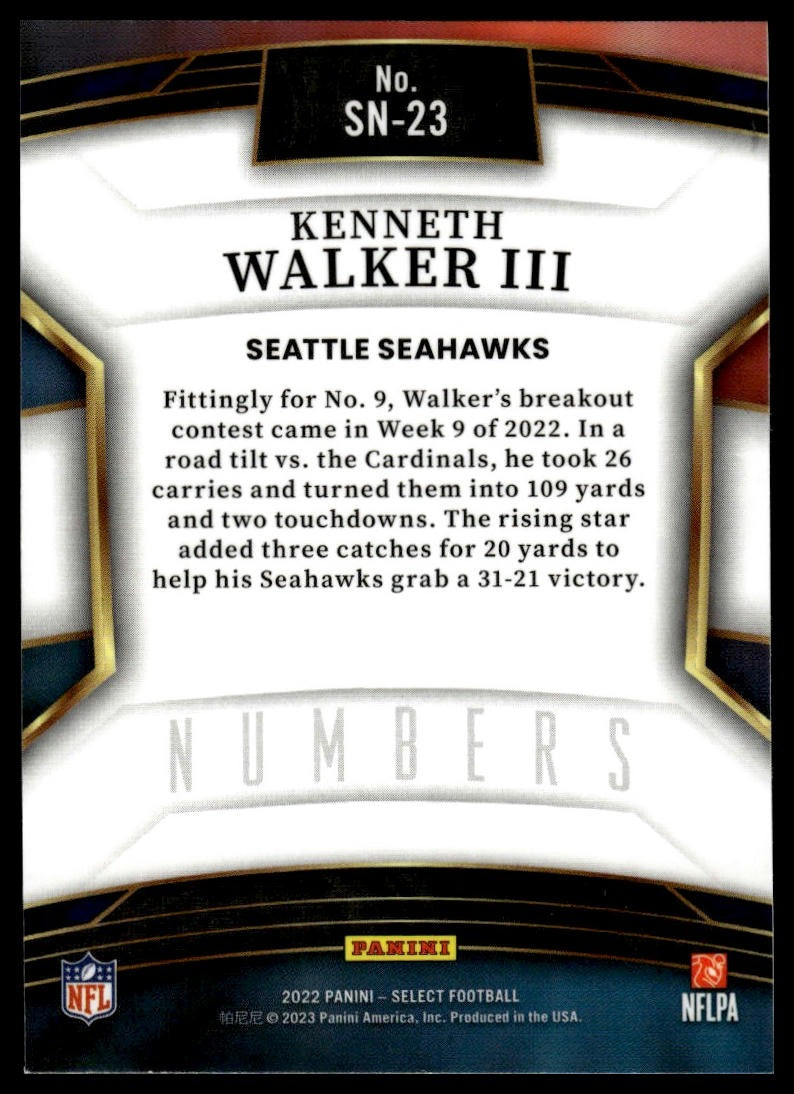 2022 Panini Select #SN-23 Kenneth Walker III Select Numbers