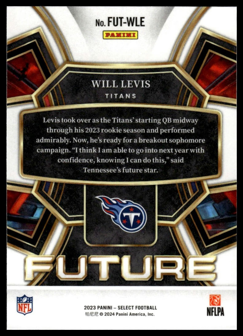 2023 Panini Select #FUT-WLE Will Levis Future