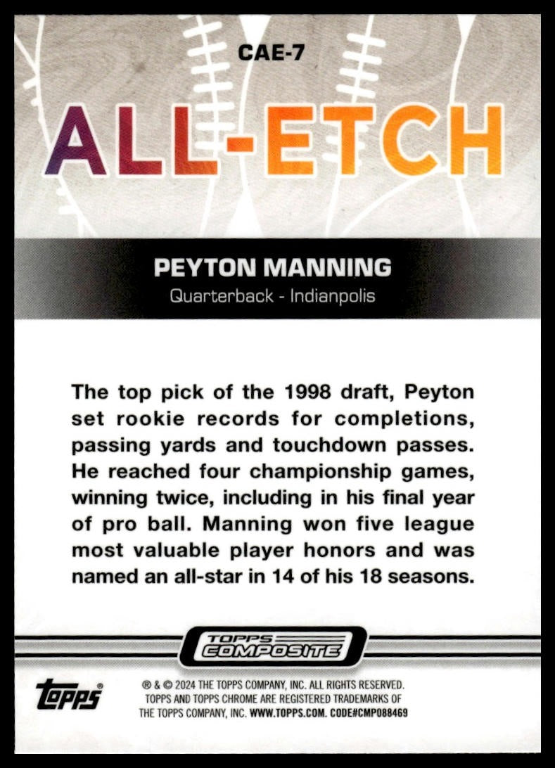 2023 Topps Composite #CAE-7 Peyton Manning Chrome All-Etch