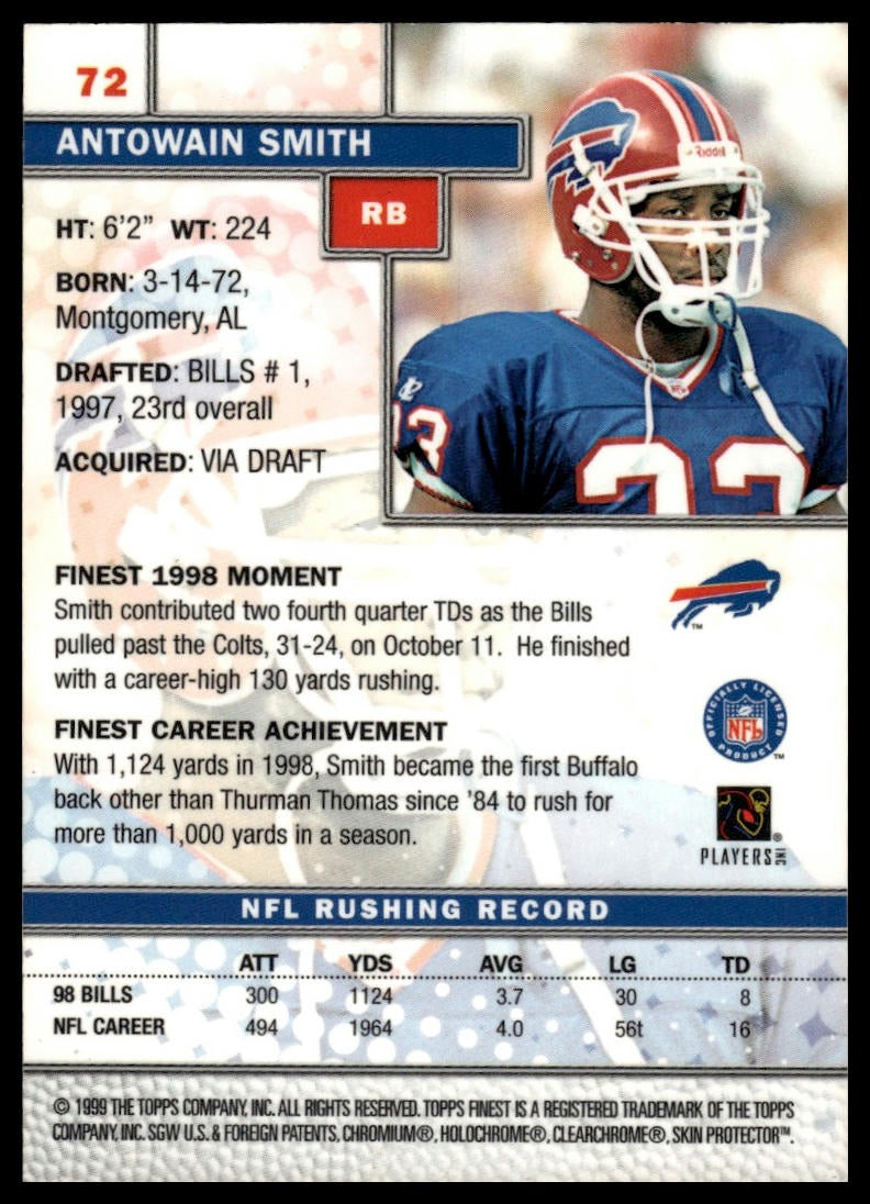 1999 Finest #72 Antowain Smith
