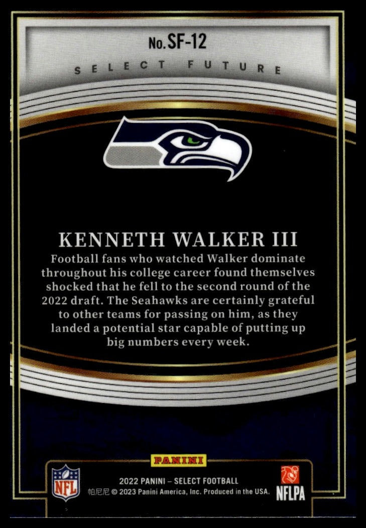 2022 Panini Select #SF-12 Kenneth Walker III Select Future