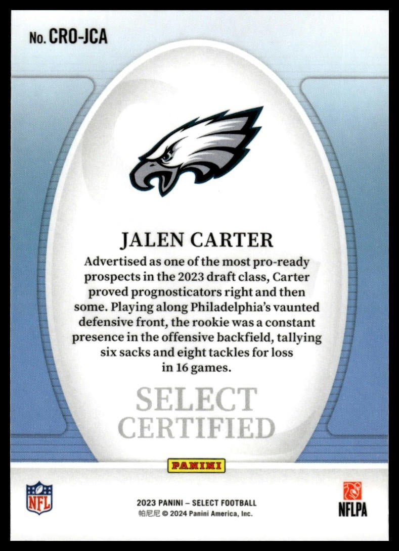 2023 Panini Select #CRO-JCA Jalen Carter Select Certified Rookies