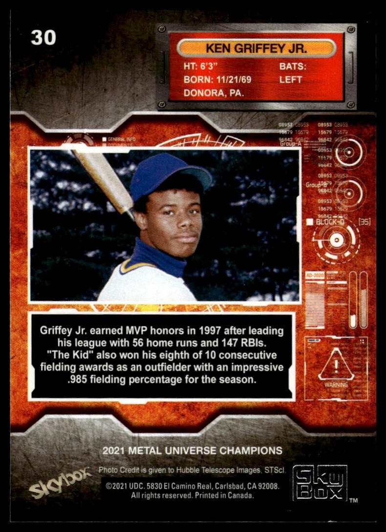2021 SkyBox Metal Universe Champions #RB-21 Ken Griffey Jr. 1997-98 Retro