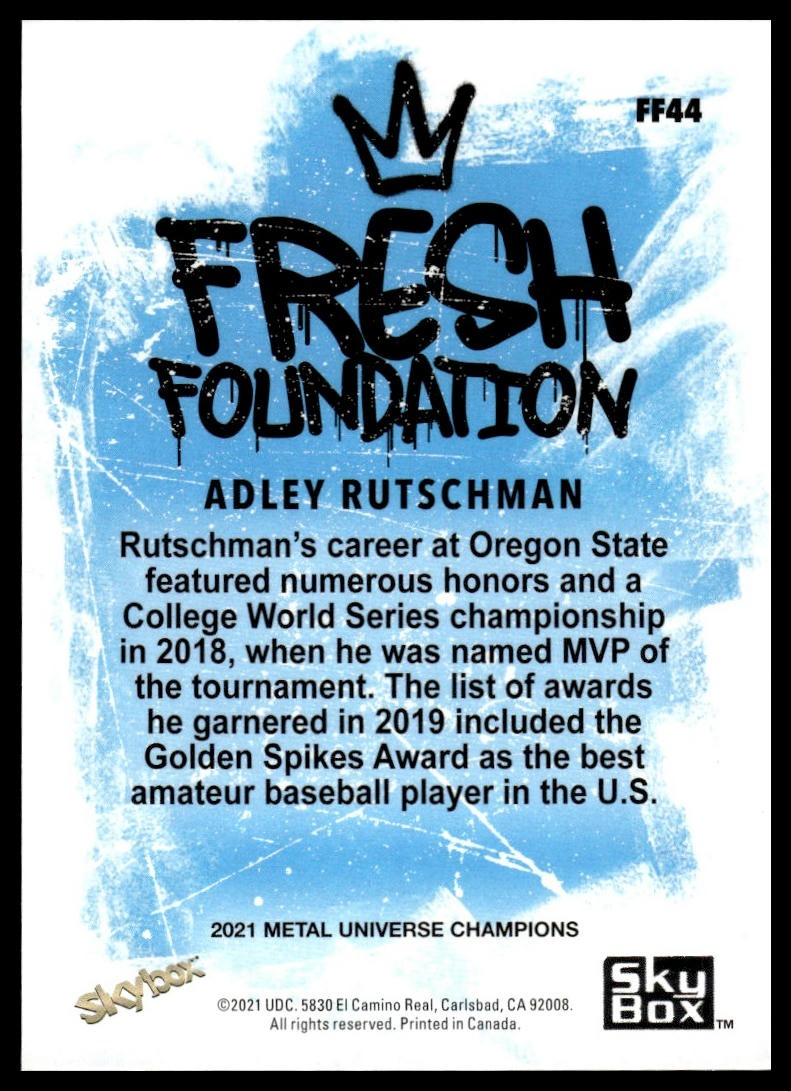 2021 SkyBox Metal Universe Champions #FF44 Adley Rutschman Fresh Foundation