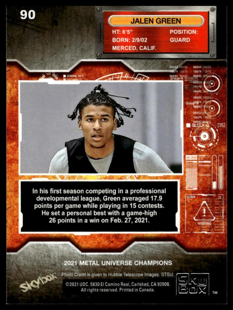 2021 SkyBox Metal Universe Champions #RB-40 Jalen Green 1997-98 Retro