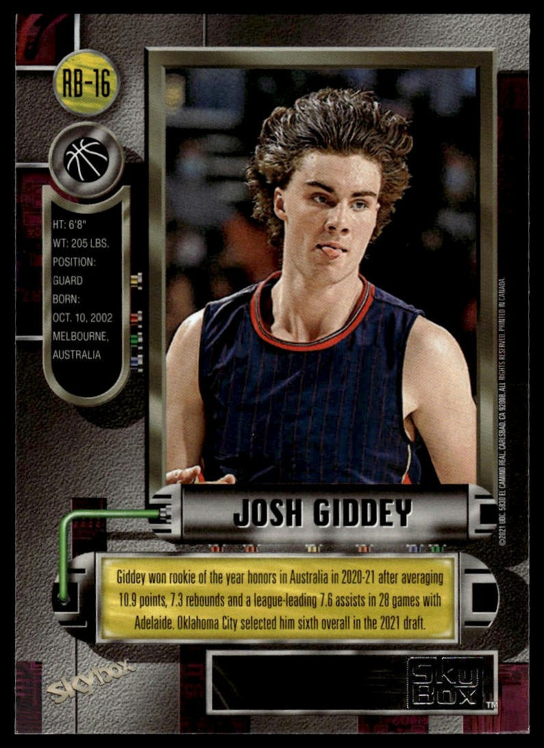 2021 SkyBox Metal Universe Champions #RB-16 Josh Giddey 1997-98 Retro