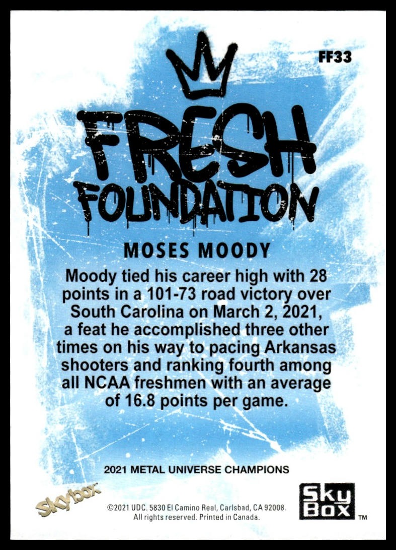 2021 SkyBox Metal Universe Champions #FF33 Moses Moody Fresh Foundation Copper