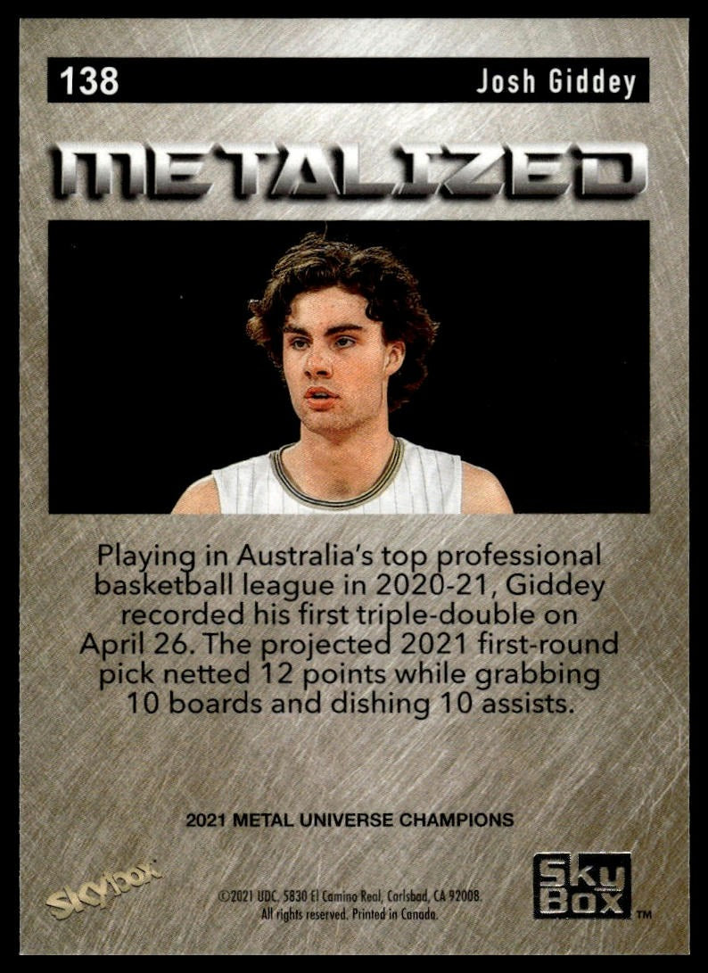 2021 SkyBox Metal Universe Champions #138 Josh Giddey
