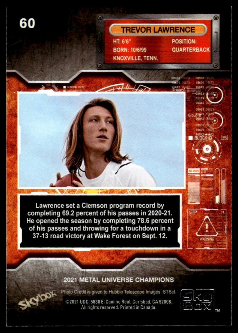 2021 SkyBox Metal Universe Champions #60 Trevor Lawrence