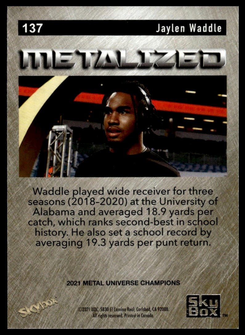 2021 SkyBox Metal Universe Champions #137 Jaylen Waddle