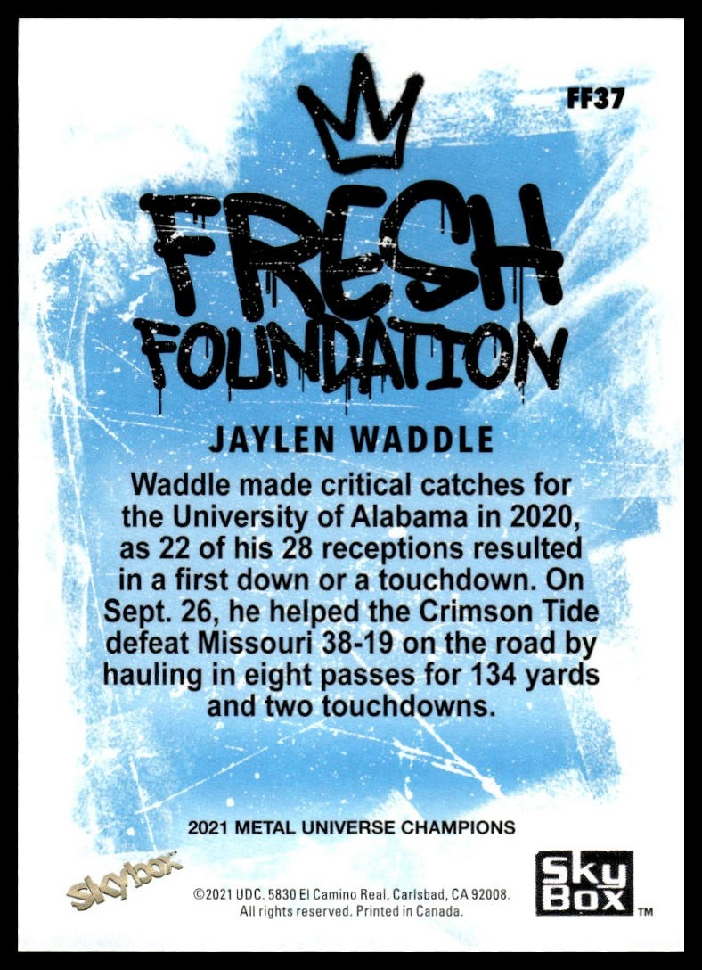 2021 SkyBox Metal Universe Champions #FF37 Jaylen Waddle Fresh Foundation