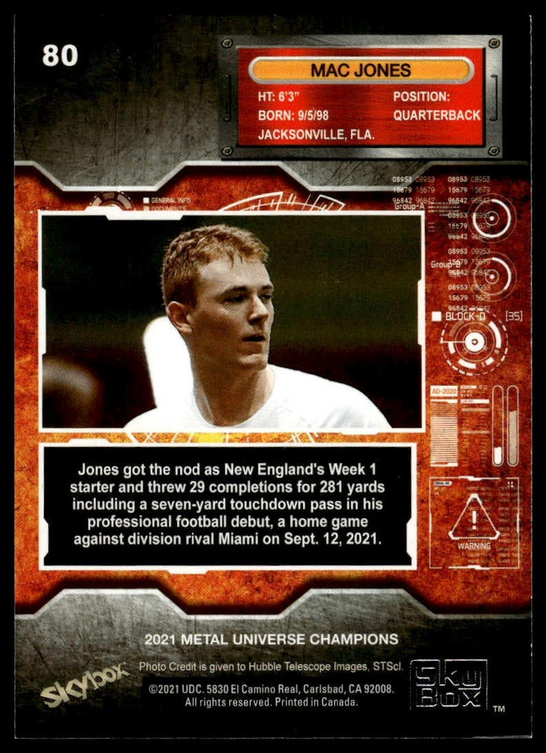 2021 SkyBox Metal Universe Champions #RB-39 Mac Jones 1997-98 Retro