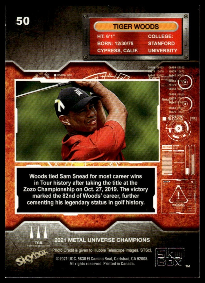 2021 SkyBox Metal Universe Champions #50 Tiger Woods